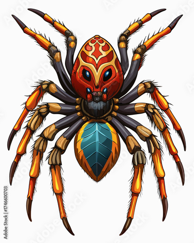 Spider, real print Style, white background