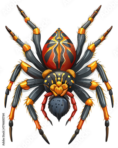 Spider, real print Style, white background