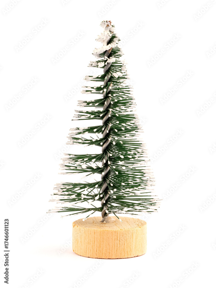 Photography Poster künstlicher Tannenbaum mit Schnee freigestellt vor weißem Hintergrund