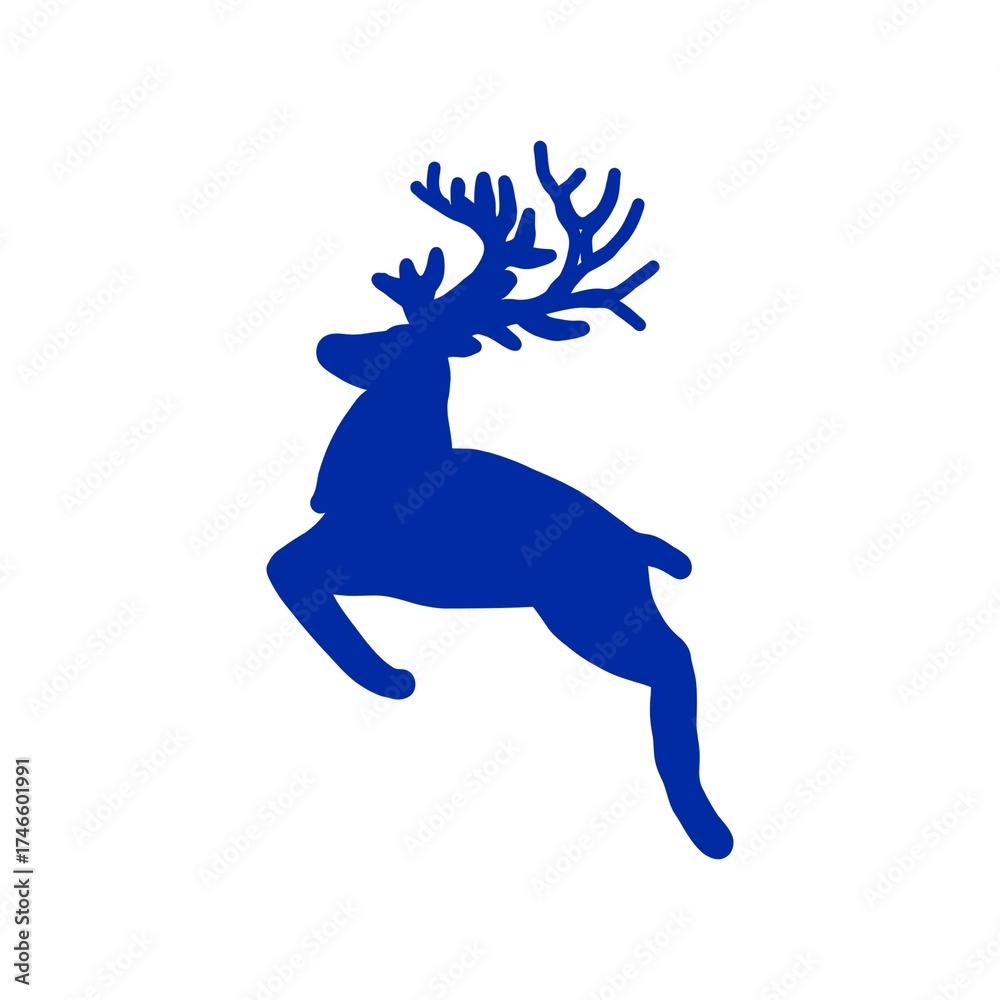 Obraz premium Jumping Reindeer Silhouette クリスマスに跳ねるトナカイのシルエットイラスト