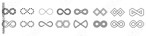 Infinity icon vector set. Mobius loop shape illustration sign collection. unlimited symbol. forever logo.