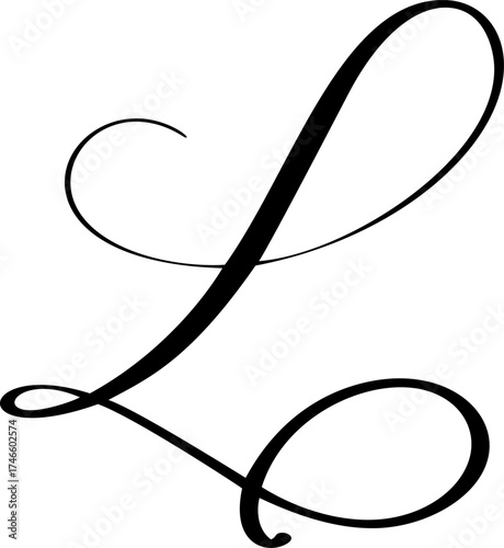 Vector calligraphy hand drawn letter L icon logo. Script brush style Handwritten font