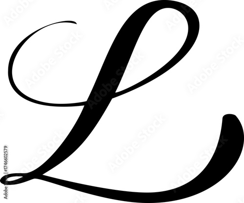 Vector calligraphy hand drawn letter L icon logo. Script font. Handwritten brush style