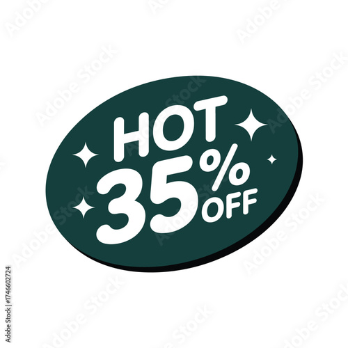 Hot sale badge with 35 off discount isolated on white background perfect for advertising hot deals and promotions online