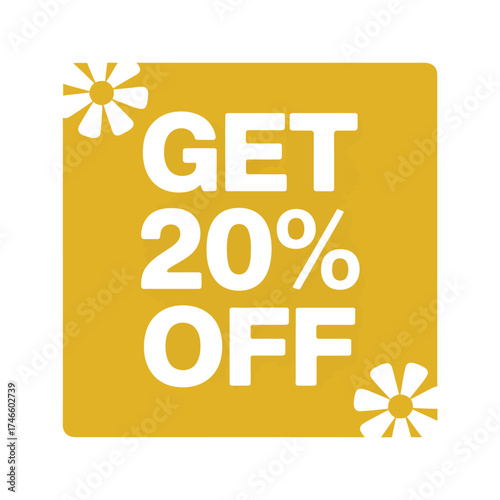 Get 20 off sale badge isolated on white background great for spring promotions and attracting customers with discounts