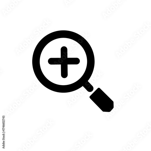 Zoom in icon with magnifying glass and plus sign for search and UI design／検索やUIデザインに使えるプラス付き拡大アイコン