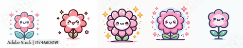 Cute Kawaii Flower ,style vector flatdesign