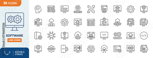 software line editable icon set. Vector illustration