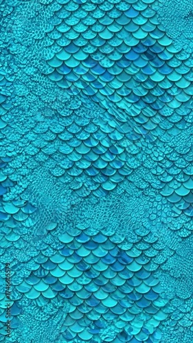 This vibrant and mesmerizing background features an intricate, organic pattern of overlapping scales in various shades of shimmering blue and turquoise. The dynamic texture evokes a sense of deep-sea 
