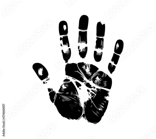 Ink Handprint Icon – Stylized Black Palm Symbol for Identity, Art, and Human Expression