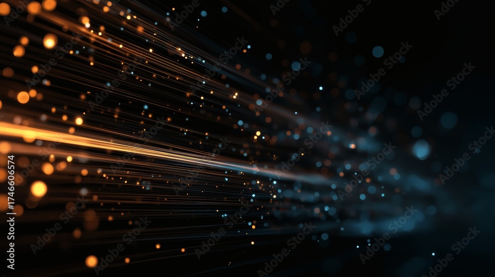 Fototapeta premium Digital Streams: Abstract Data Flowing and Connecting Through Space