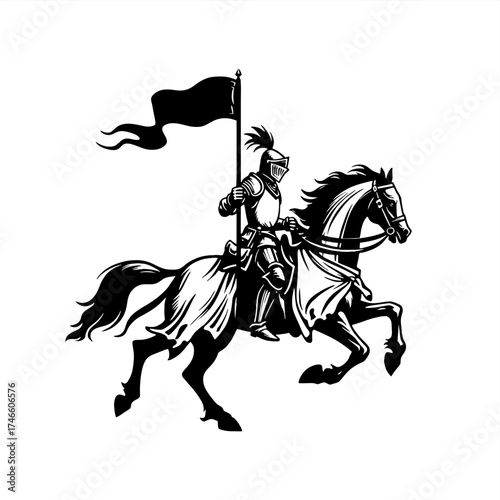 royal knight paladin cavalry warrior silhouette	
