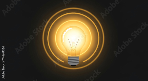 Glowing Light Bulb Symbolizing Bright Ideas and Innovation