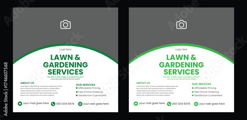 lawn & garden flyer design template landscaping services Tree and gardening service poster leaflet design  This editable social media flyer template enhances your garden services' online presence. It 