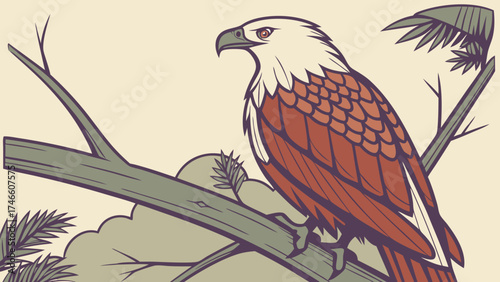 Majestic Bird Perched on Branch.