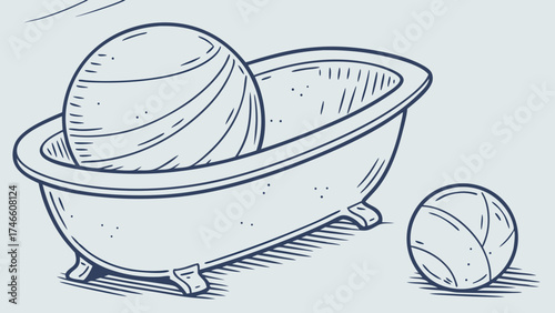 Bathtub with Orb Illustrations.