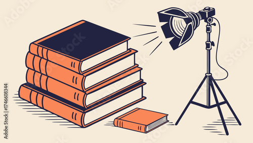 Books Under Studio Light.