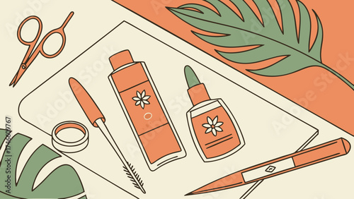 Cosmetics and Beauty Supplies Set.