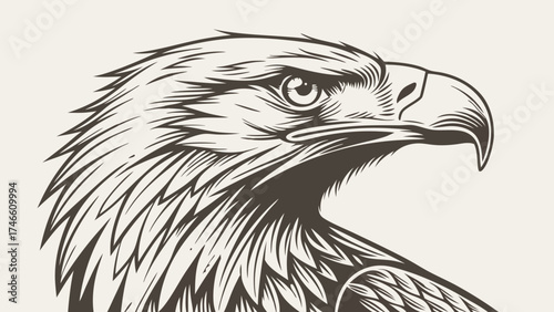 Detailed Eagle Portrait in Vintage Style.
