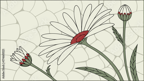 Elegant Daisy Flower Illustration with Abstract Background.