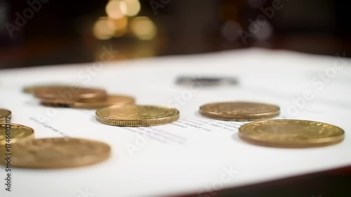Coins on document