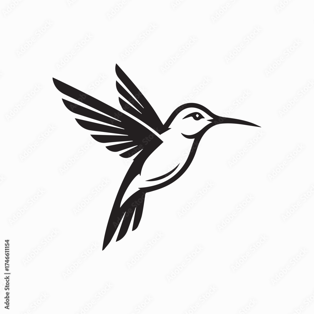 Fototapeta premium Hummingbird Vector Silhouette