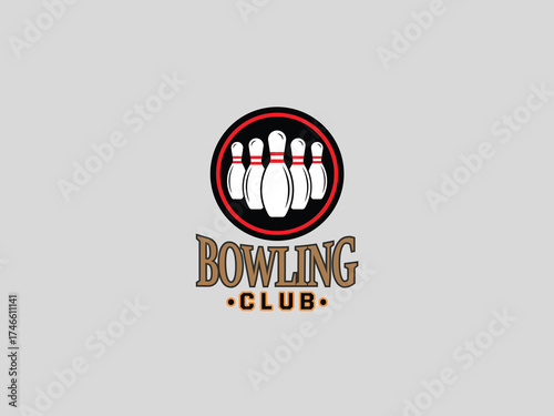 Bowling logo design vector template 