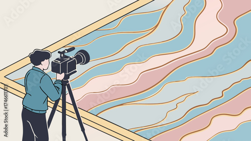 Filming Abstract Art with a Professional Camera on a Tripod.