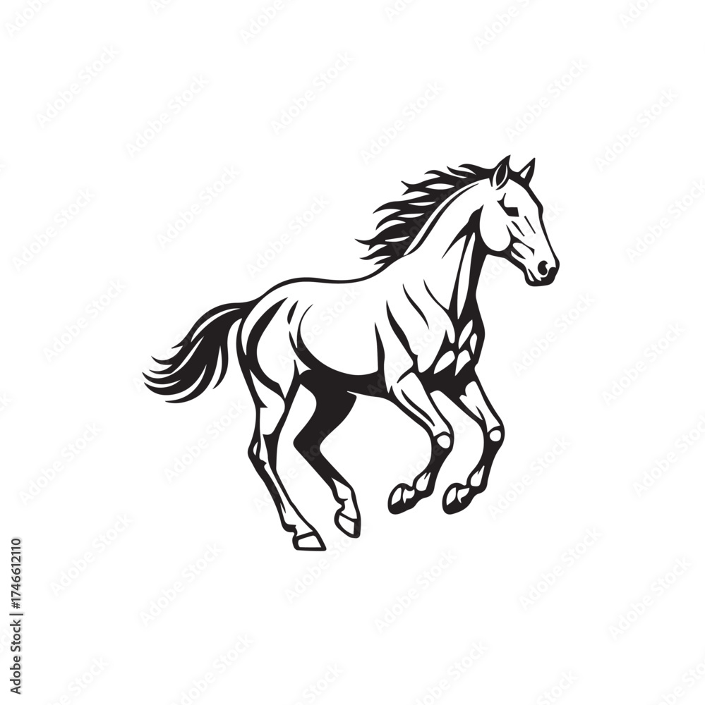 Obraz premium Running horse vector illustration in dynamic motion