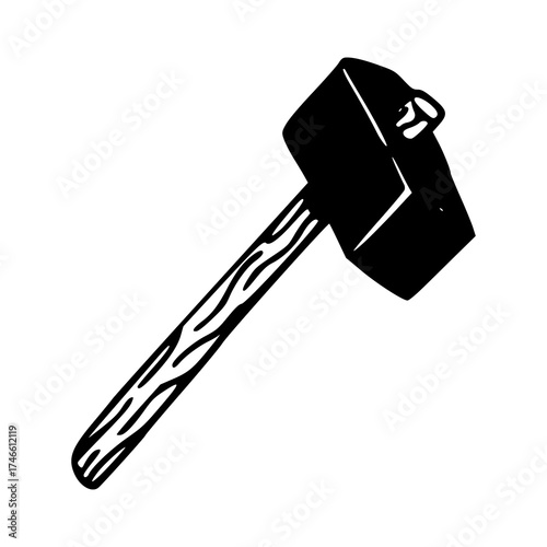 sledgehammer with wooden handle illustration
