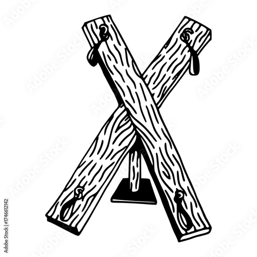 rustic crossed lumber with wrought iron details