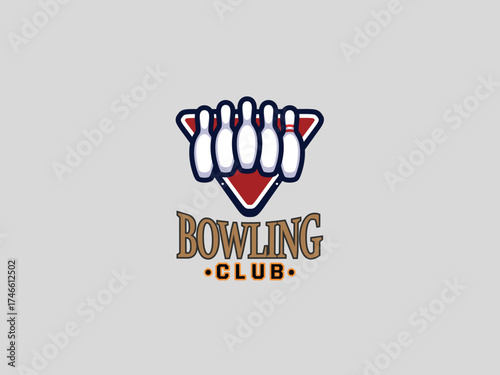  Bowling logo design vector template 
