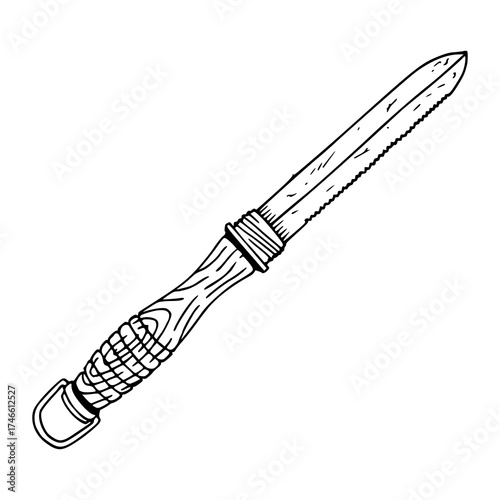 rustic handmade dagger or throwing knife illustration