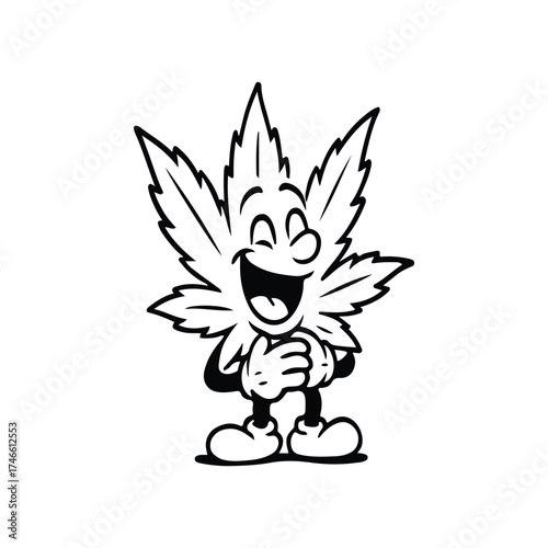 marijuana vector mascot with laughing expression