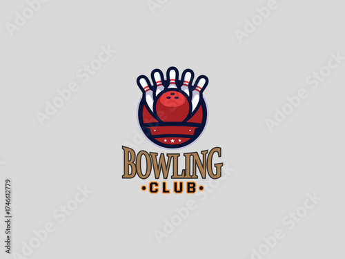 Bowling logo design vector template 