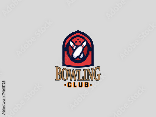  Bowling logo design vector template 