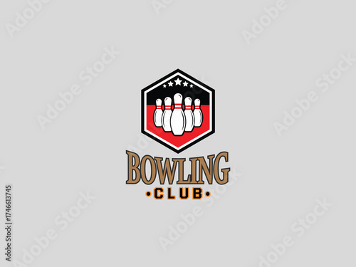  Bowling logo design vector template 