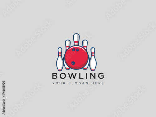  Bowling logo design vector template 