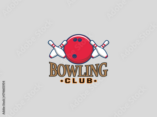  Bowling logo design vector template 