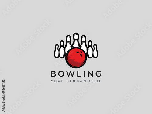  Bowling logo design vector template 