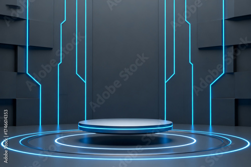 Futuristic neonlit stage design