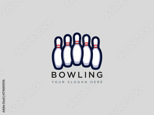  Bowling logo design vector template 