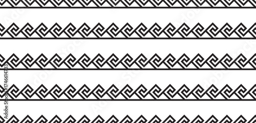Vector background for the fabric cloth, ceramic floor, ornament textile, texture. greek seamless pattern. Abstract black and white geometric line. old ancient ornament with key element