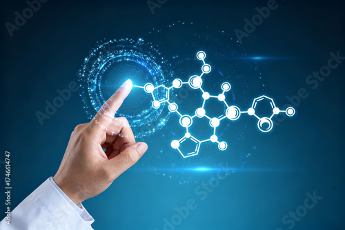 Wallpaper Mural Hand interacting with digital molecule structure Torontodigital.ca