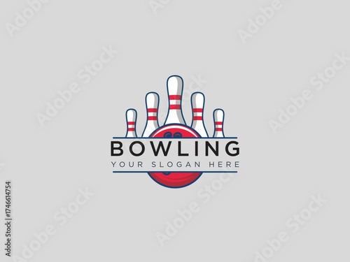  Bowling logo design vector template 