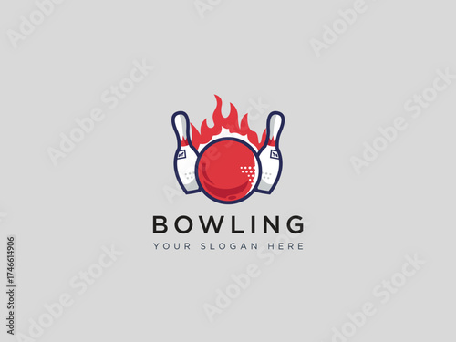  Bowling logo design vector template 