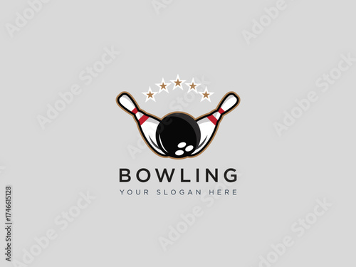  Bowling logo design vector template 