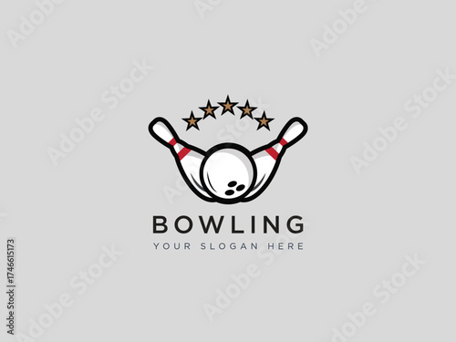  Bowling logo design vector template 