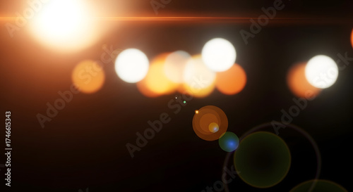 Lens flare effect with bokeh lights creating a dreamy and ethereal atmosphere perfect for adding a touch of magic to your designs