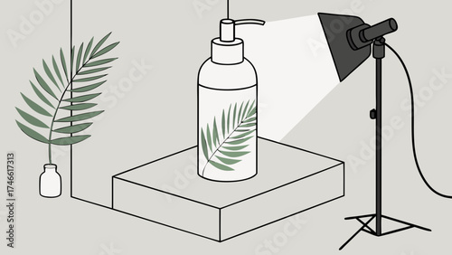 Product Display with Botanical Accents.